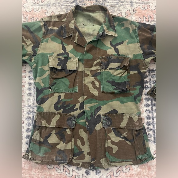 Vintage Green & Brown Unisex Camo Utility Jacket - Picture 2 of 7